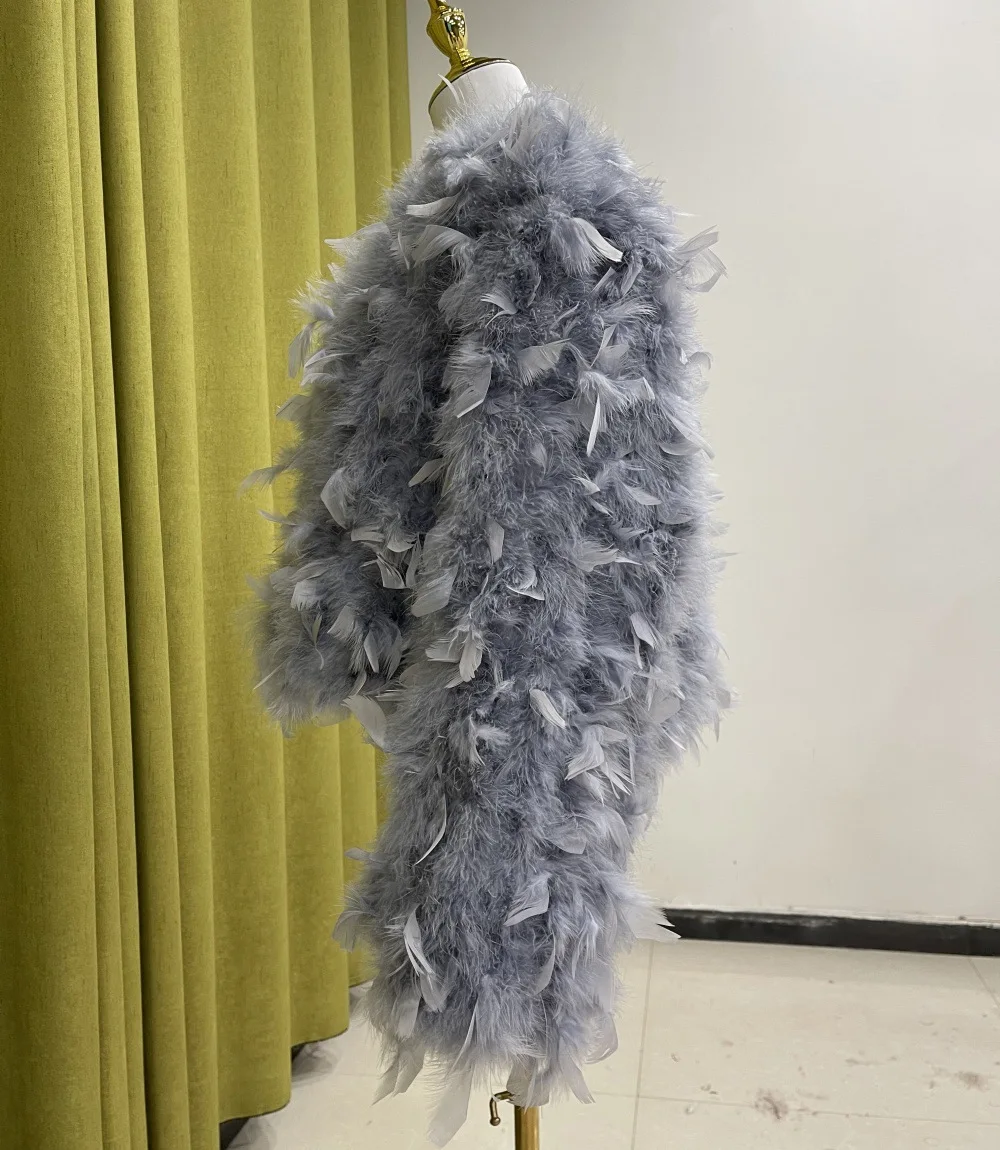 여성용 리얼 타조 깃털 재킷 가을 겨울 파티 아우터웨어 우아한 여성 코트 축제 시즌 아우터 의류