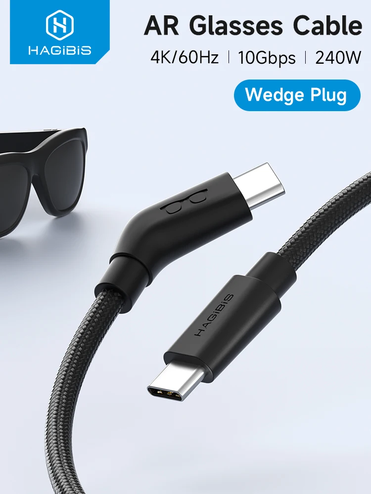 Kabel USB C do ładowania i transmisji danych oraz zasilania do okularów AR Hagibis, wtyk klinowy 4K60Hz, kompatybilny z XREAL One/Air RayNeo Air VITURE — zdjęcie produktu 7