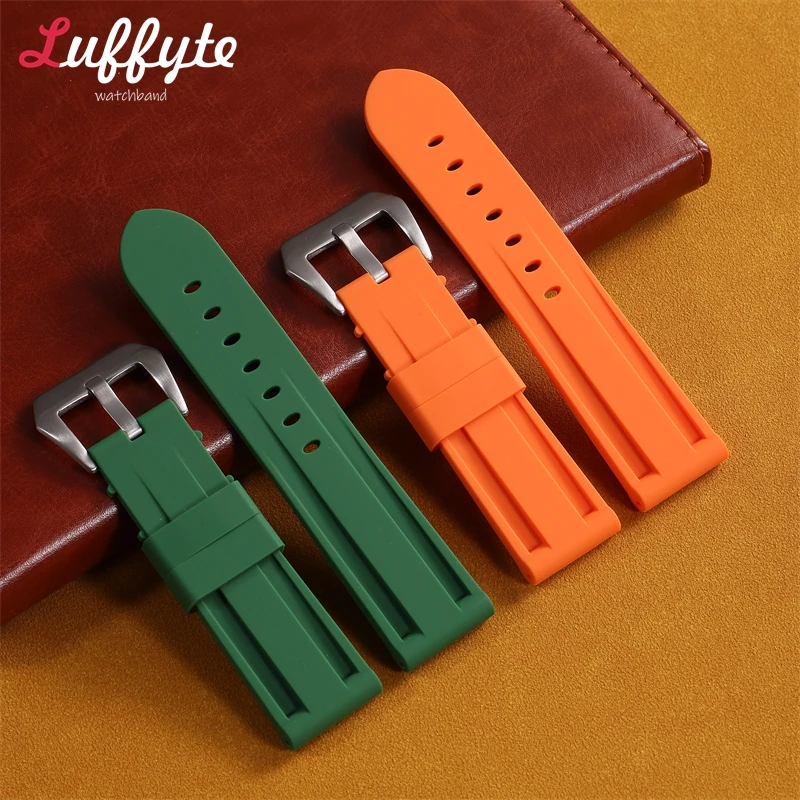 Silicone Watch Strap Sports Watchband 22mm 24mm 26mm Waterproof Soft Comfortable Silicone Belts Bracelets Watch Accessories