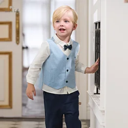 Dave Bella Autumn Children Baby College Style 2 Pieces Set Blue Shirts +Pant Suit Kid Boy Outfit Children Clothes DB3242004