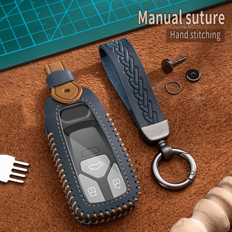 

Leather Car Remote Key Case Cover Shell For Audi A1 A3 A4 B9 A5 A6 Q3 Q5 4M Q7 TT TTS RS Coupe Protector Holder Fob Accessories