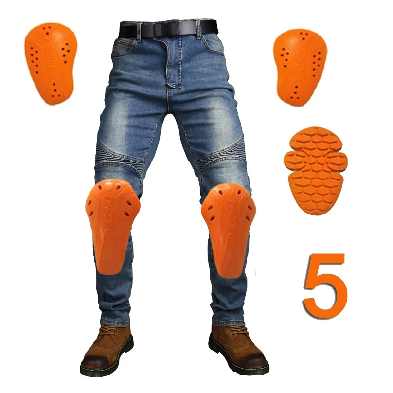 

Motorcycle Rider Jeans With 5 Anti-Fall Protective Gear Moto Motocross Trousers Knee protection, hip protection, tailbone protec