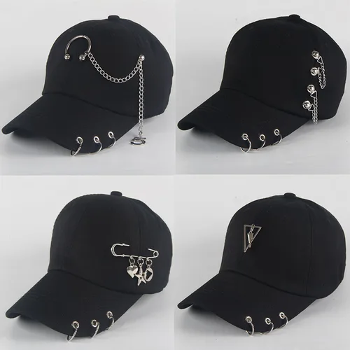 Topi Bisbol Katun 힙합 모드, Topi Cincin Tindik Kreatif Topi Snapback Topi Uniseks 솔리드 캐쥬얼 Dewasa 펑크 자키 Gorros