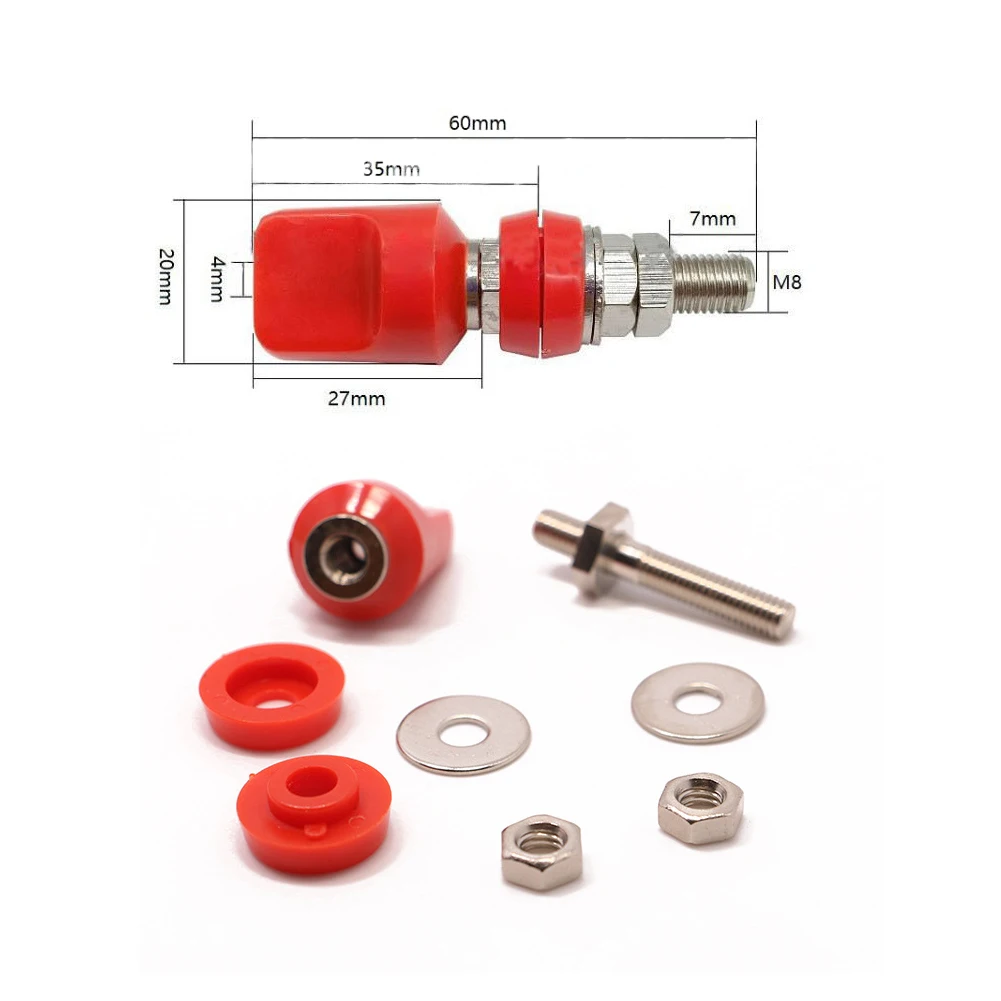 

2PCS Terminals Binding Post 8mm Pure Copper Flat Cap Terminal 4mm Banana Socket Amplifier Terminal Binding Post Red Black