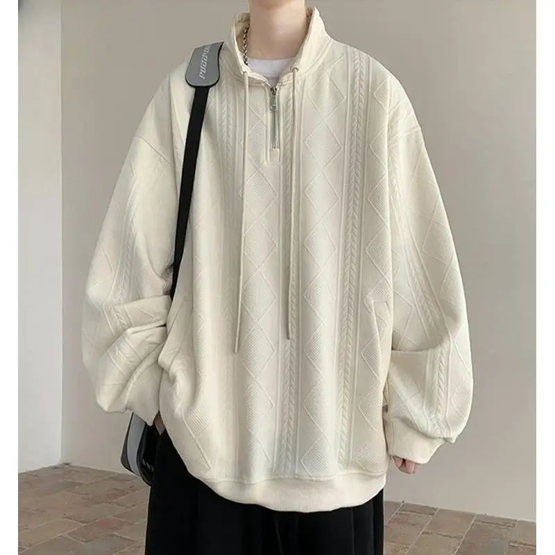 

Осенняя мужская толстовка большого размера 300 Pou: модная, свободная, повседневная, плотная, трендовая куртка-свитшот, стильный топ