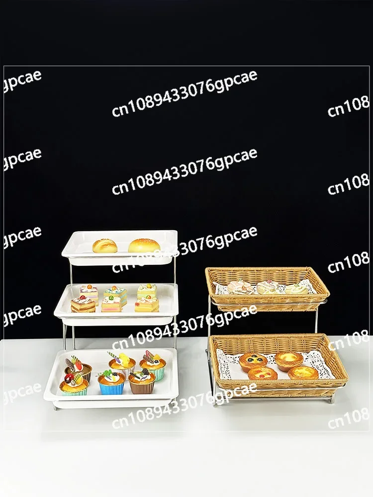 

Three-layer Buffet Display Plate Fruit Bread Cake Dim Sum Egg Tart Hotel Restaurant Food Display Stand