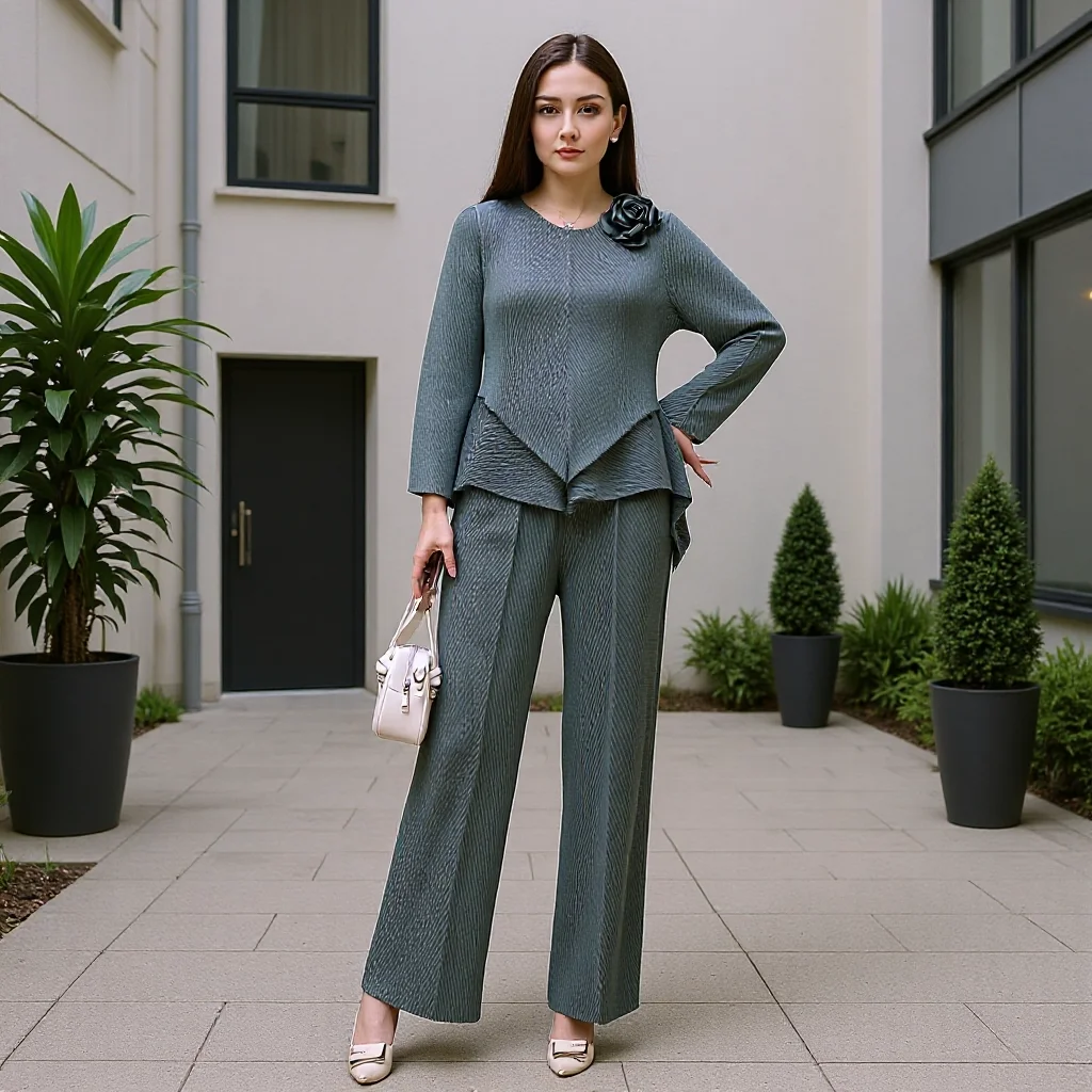 

Miyake Folds 2026 Spring and Fall New High-level Sense of Leisure Thin Pleated Top Casual Fashion Pants Two-piece Set Pleated