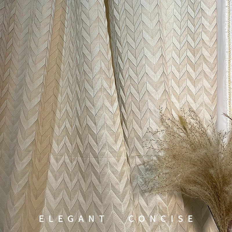 Beige embossed high precision curtains 2022 new popular curtains living room bedroom cotton linen curtain fabric wholesale