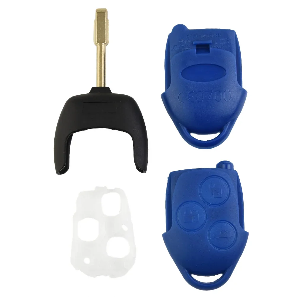 Car Key Fob Case 3 Button Fashionable BLUE Remote Cover Kit For Ford Transit,CONNECT MK7 2006-2014 Remote Control Key Shell Set