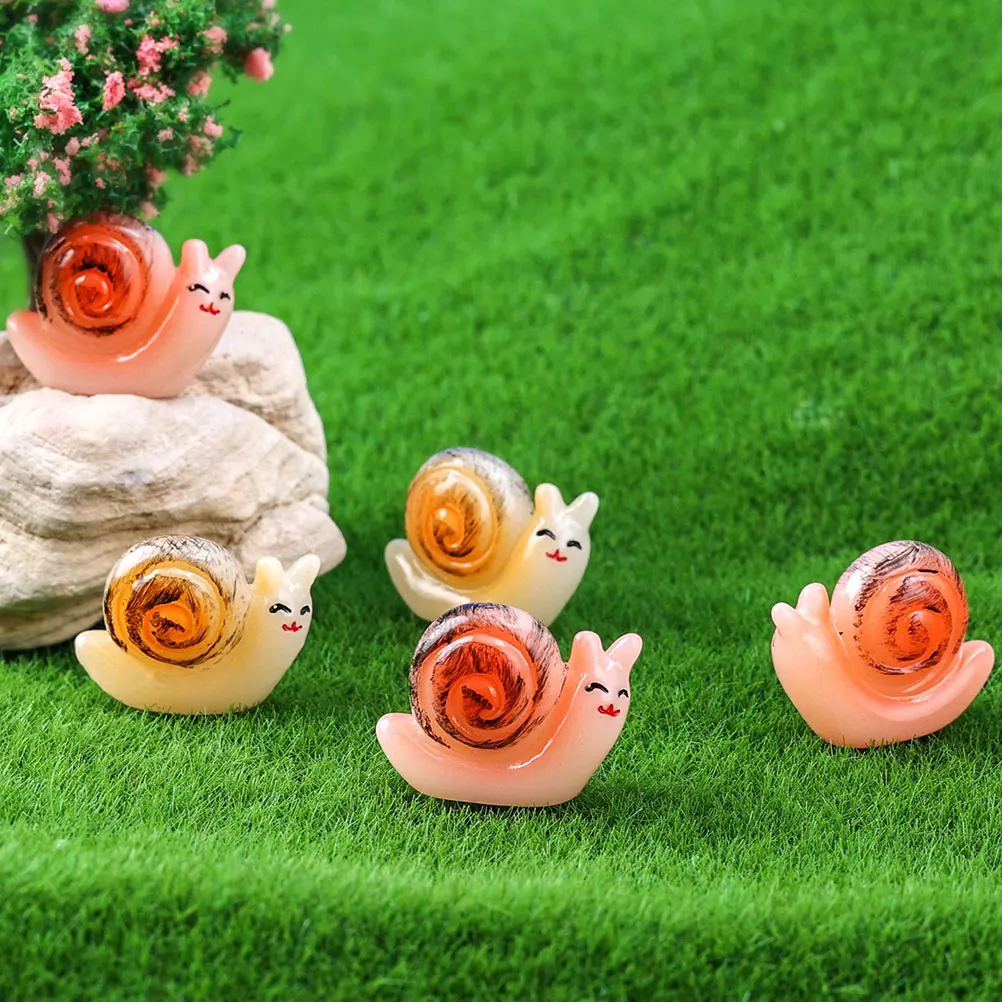 

10pcs Resin Accessories Adorable Snail Statue Delicate Ornament Garden Decor Lawn Scene Balcony Yard Decorative Figures
