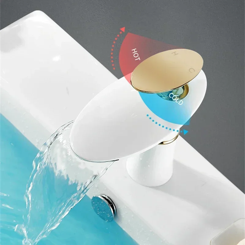 الحمام شلال صنبور ثقب واحد حوض صنبور الماء البارد والساخن صنبور حوض خلاط النحاس حوض للحمام صنبور حوض خلاط مغسلة الحنفية #3