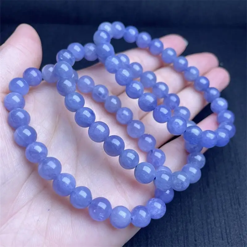 9MM Natural Tanzanite Bracelet Women Healing Gemstone Crystal Strand Bangles Lovers Girlfriend Jewelry Gift 1PCS