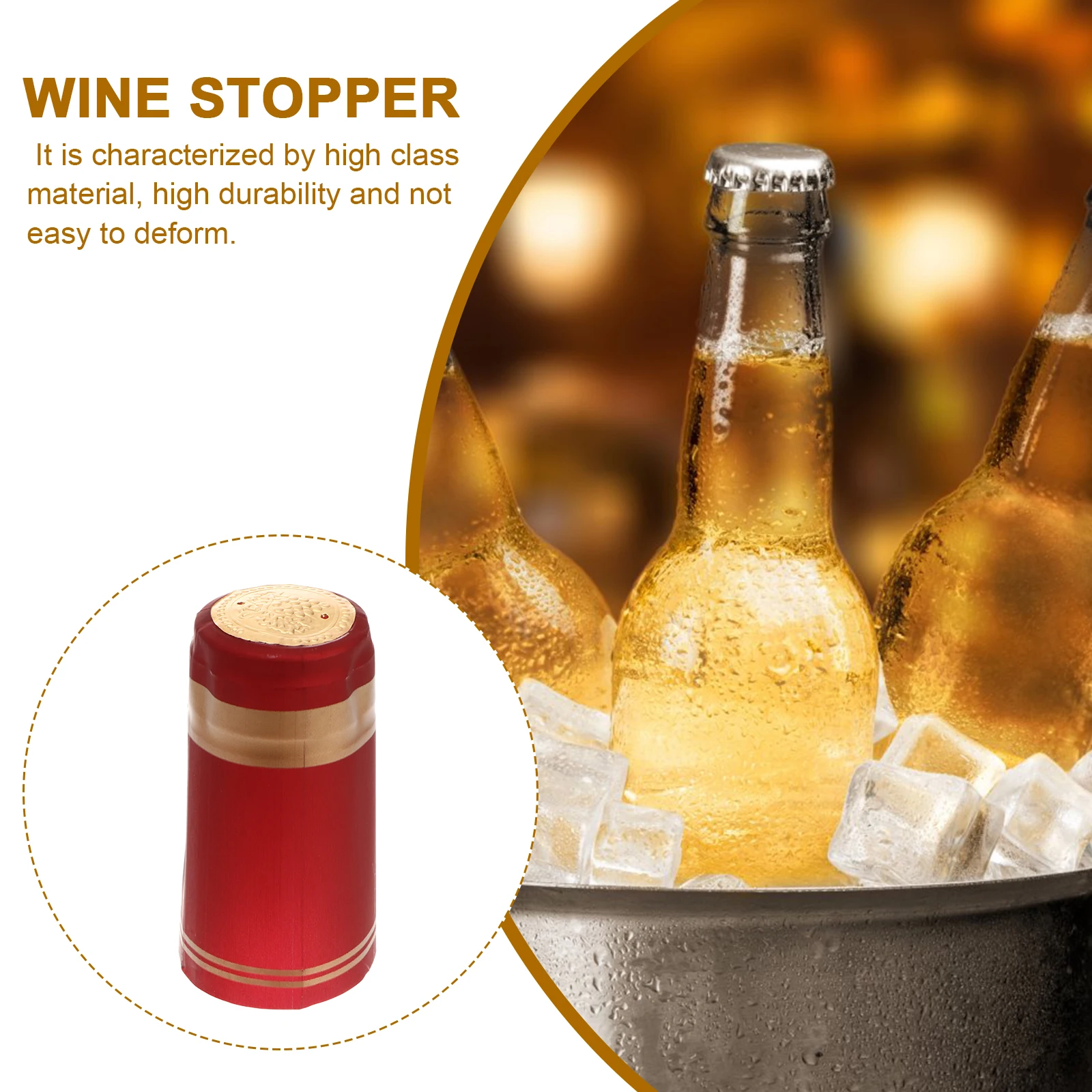 

100 Pcs Heat Shrinkable Bottle Capsules PVC Material Red Cap For Bottles Easy Removal Sealer Wrap Kitchen Bar