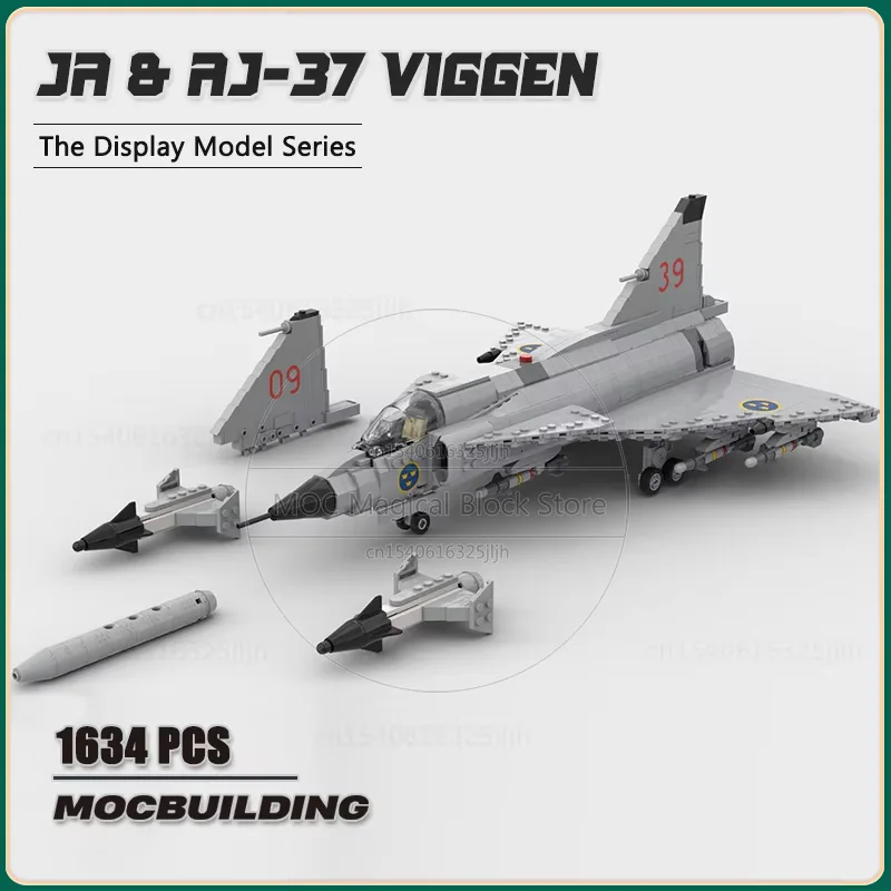 

MOC Building Blocks AJ-37 Viggen 1/35 Scale Model DIY Assemble Technology Bricks Aircraft Science Educational toys Puzzle Gifts