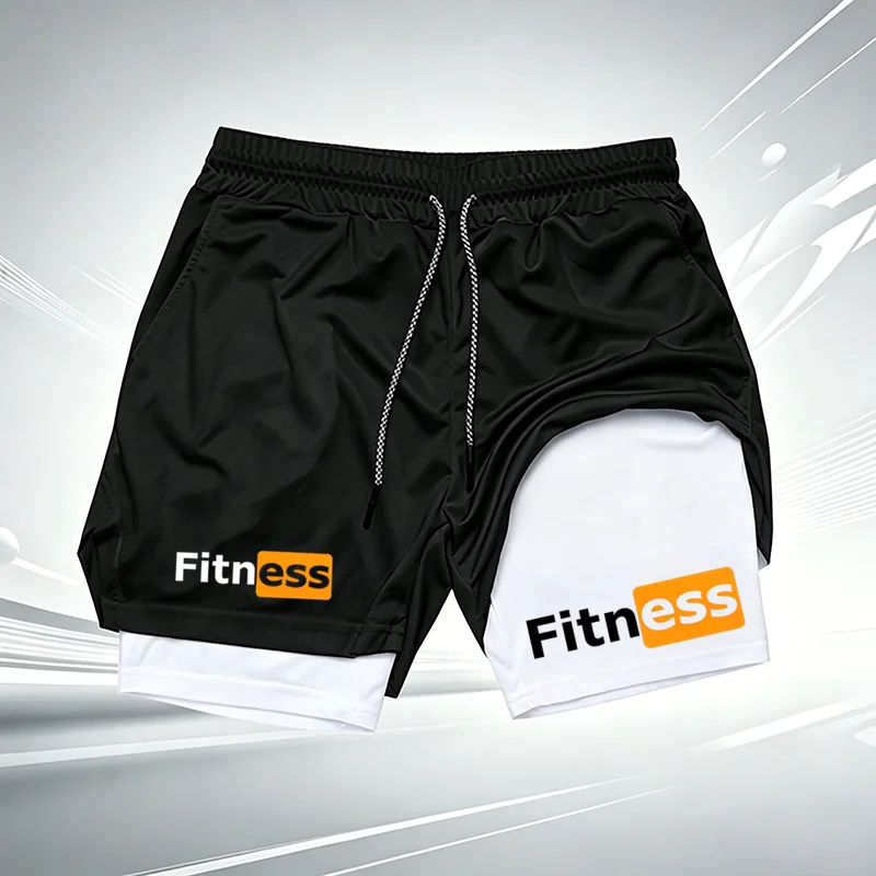 

Men's Print Casual 2-in-1 Compression Shorts Quick Dry Summer Workout Running Gym Athletic Shorts with Liner wx199