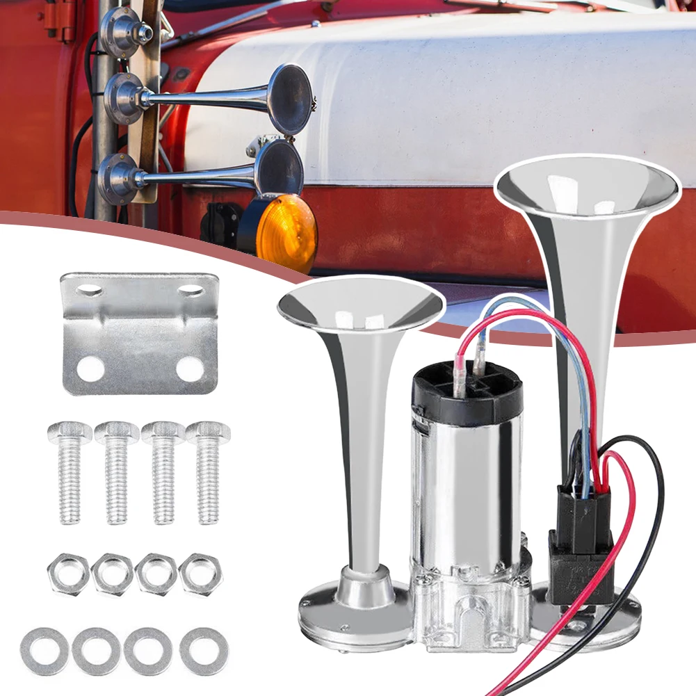 

Vehicle Air-horn Kit With Compressors Unmatched Super-Loud Sound For Max-Safety. Highway Driving Safety