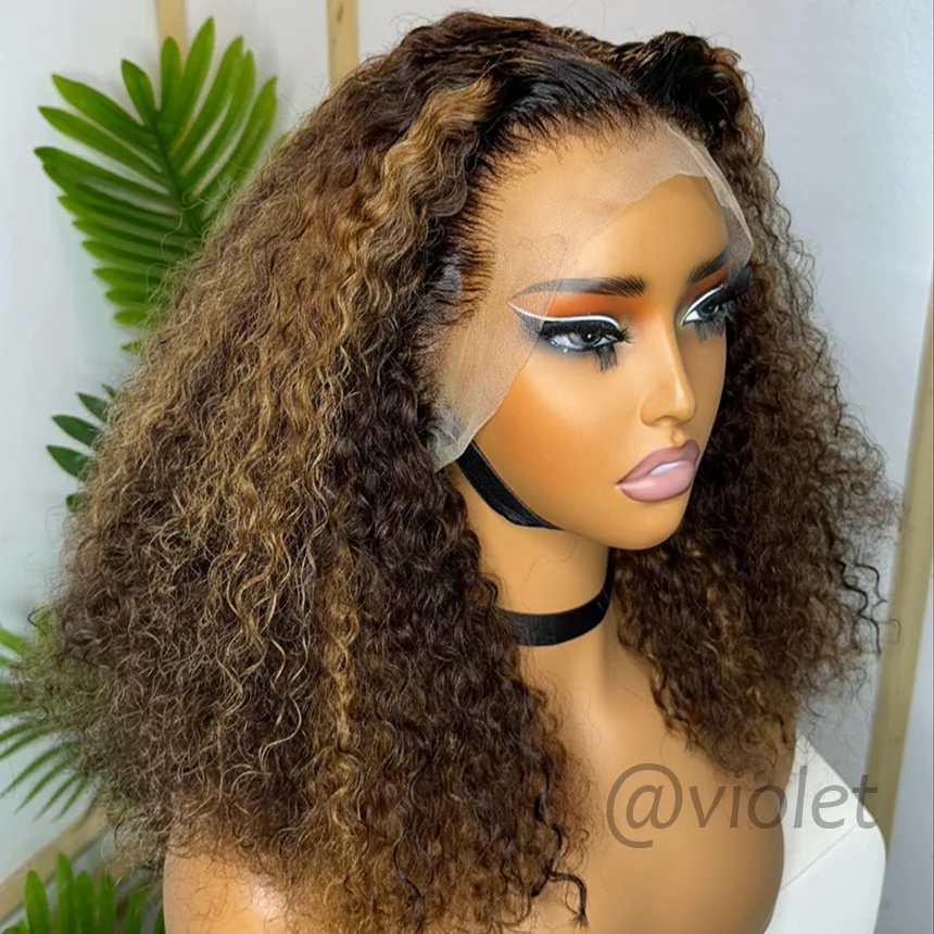 

Короткие парики-боб с глубокими волнами, цветные, 250% плотности # 4/27 Медово-русый парик из 100% натуральных волос с фронтальной шнуровкой 13x4, глубокие кудри, для женщин