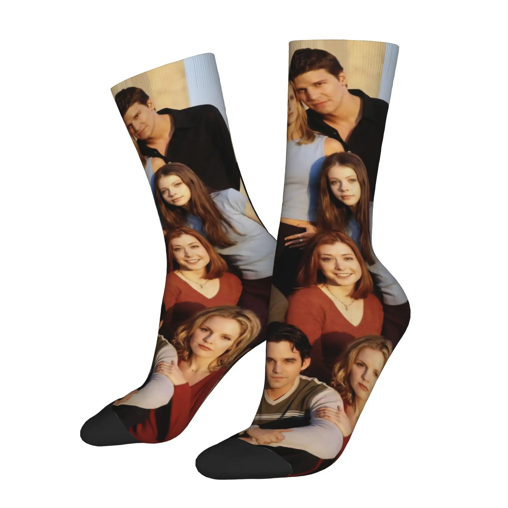 Winter Warm Crazy Design Men's Women's Buffy the Vampire Slayer Movie Socks  Sweat Absorbing Crew Socks