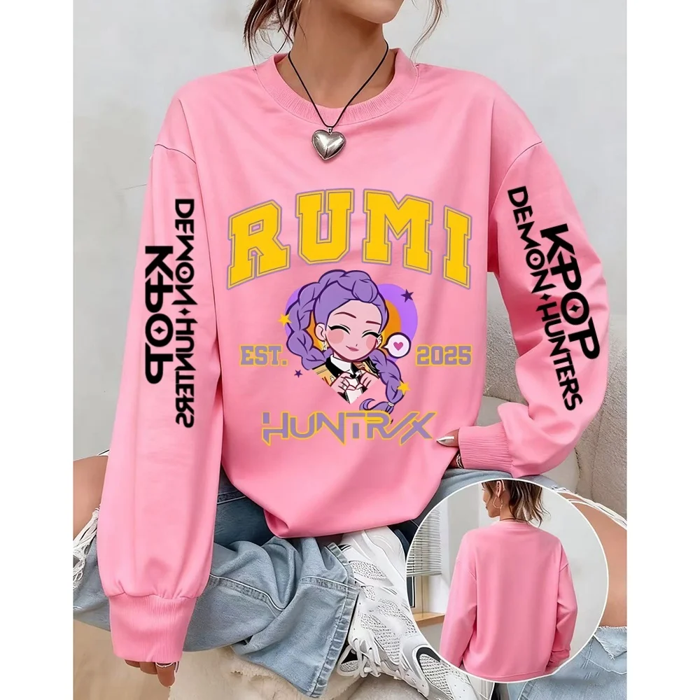 

KPOP Witch Hunt Толстовка с круглым вырезом в американском корейском стиле Street Sweet Cool Oversized с принтом для взрослых женщин и детей в одном стиле