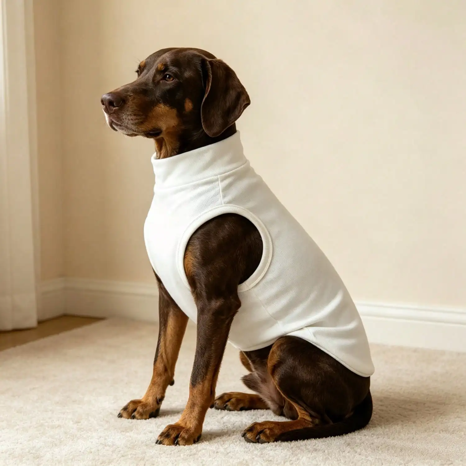 Ärmelloses Rollkragen-Hundeweste für große Hunde, weiche Strickkleidung für Haustiere mit niedlichem Bären-Applikationsaufnäher, warmes Hausoutfit – Detail 18