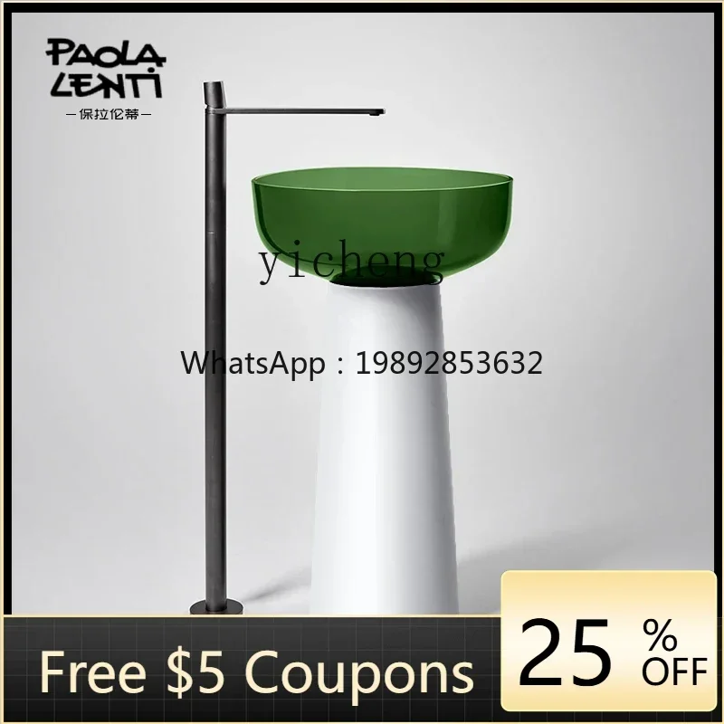 

XL минималистичный цветной прозрачный колонный умывальник из смолы от пола до потолка, круглый встроенный хрустальный умывальник от пола до потолка