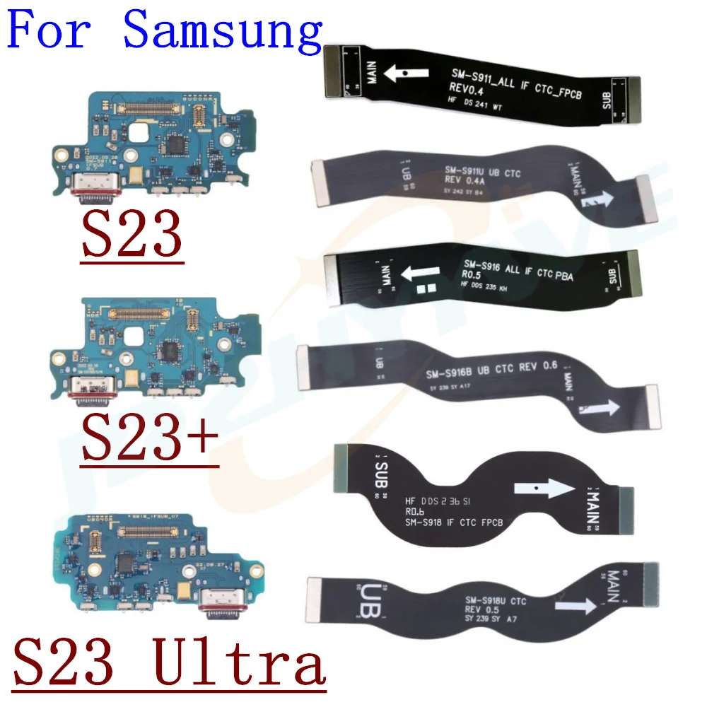 USB Charger Board For Samsung Galaxy S23 Plus Ultra S911 S916 S918 Main Motherboard Port Connector Dock LCD Flex Cable
