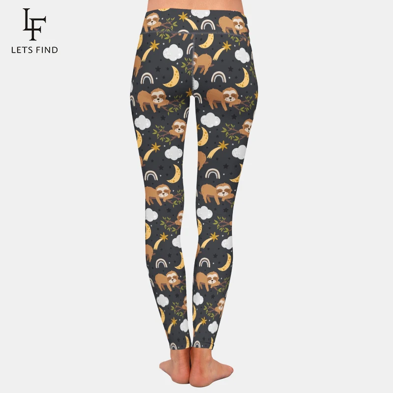 LETSFIND nuovi pantaloni da donna a vita alta bradipo stampa digitale Bradypod Leggings Fitness Leggins Sexy elasticizzati alla moda