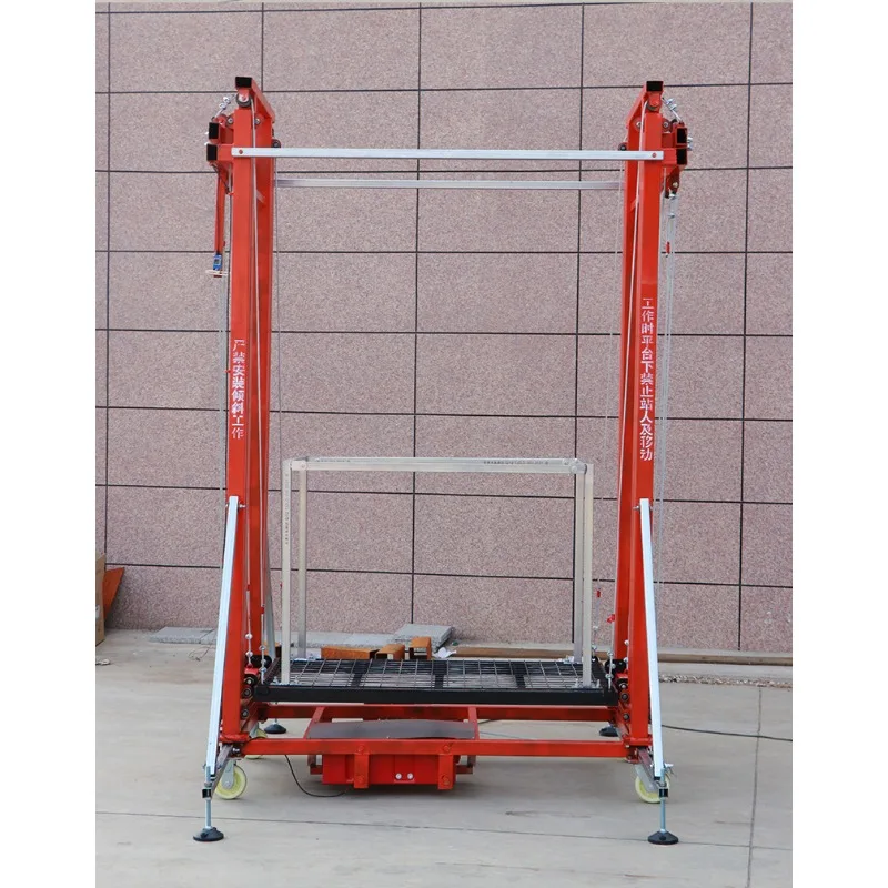 ลิฟท์นั่งร้านไฟฟ้าแบบเคลื่อนที่ ความสูง 10 เมตร รับน้ำหนักได้ 500 กิโลกรัม พร้อมระบบหยุดฉุกเฉินและระบบความปลอดภัย  แบบพับได้