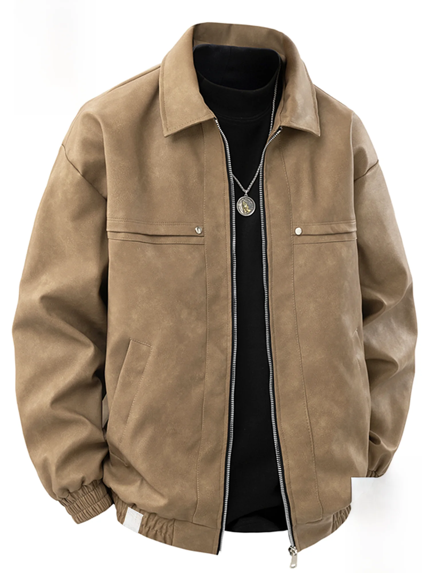 

PaulFrank Large Mouth Monkey Casual Fce Lined Jaet Men's Winter New Loose Thiened PU Leather Coat Youth Faion