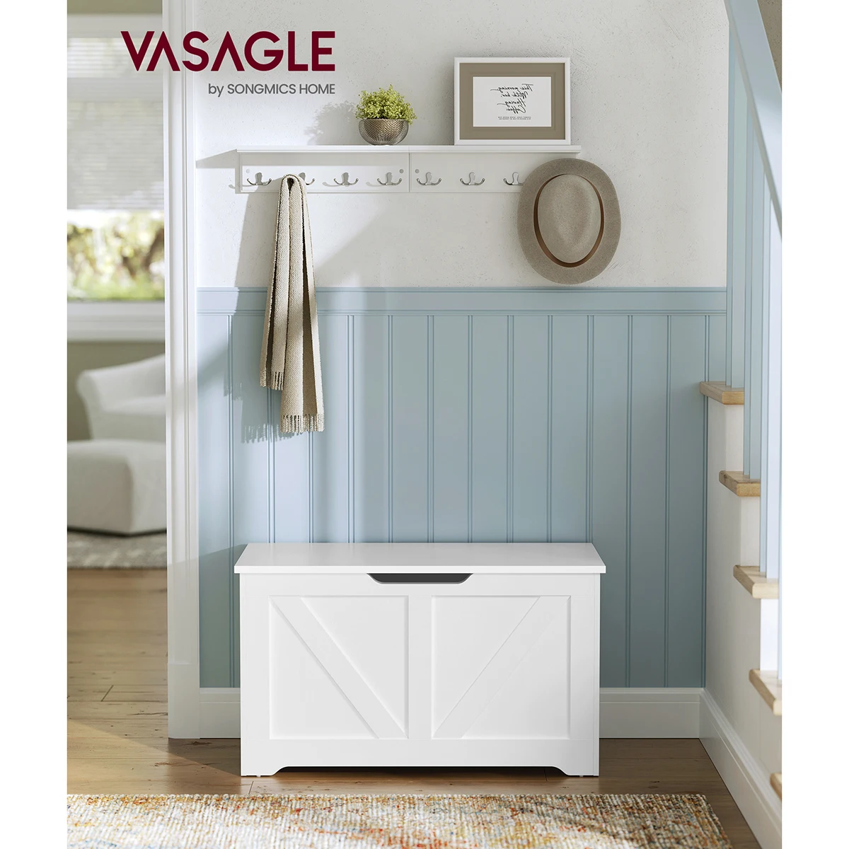 VASAGLE Storage Chest, Storage Bench, Blanket Box with 2 Safety Hinges, Shoe Storage Bench, for Hallway, Bedroom, Living Room