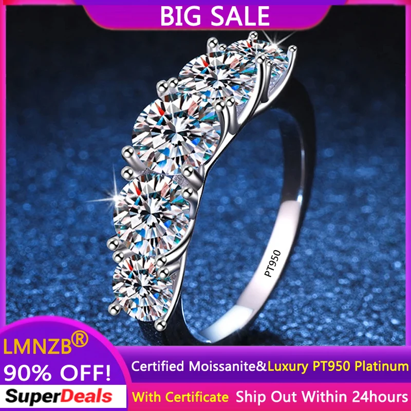 Super Luxury PT950 Platinum Rings Women Shining 5 Carat Diamond Rings Bride Wedding Engagement Band Gift Jewelry