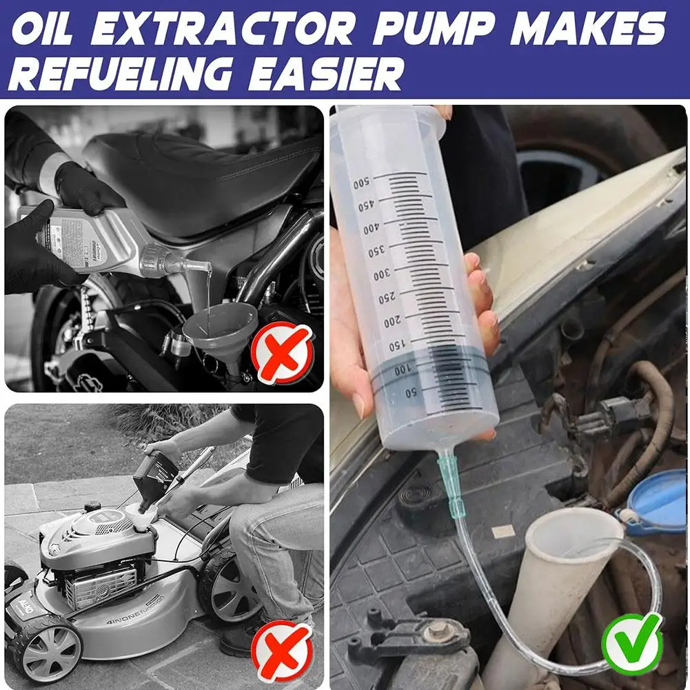 0.5L مضخة زيت حقنة السيارات خزان الوقود ملء المعدات السوائل النازع مع خرطوم 1 متر قابلة لإعادة الاستخدام إبرة برميل مضخة زيت الملحقات