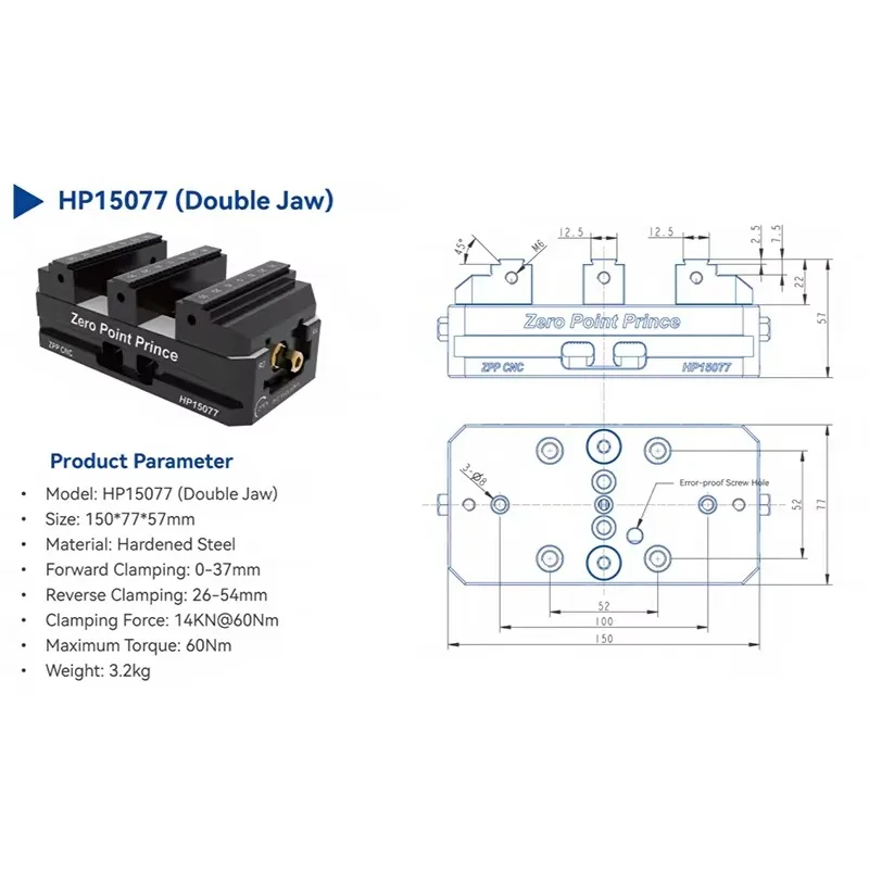 Manual Quick Release Series HP15007 Double Jaw Clamping System