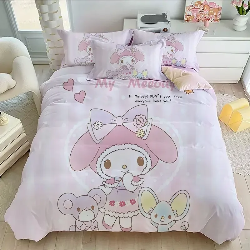 100% Cotton Cute Cartoon Melody Digital Printed Bed 3-piece Set Sheet Kit Pillowcase 4-piece Set