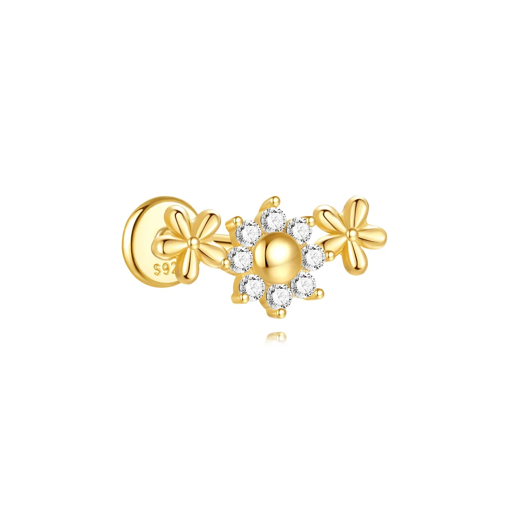 CANNER Silber 925 Sterling Piercing für Frauen, Herz-Ohrstecker, Schmuck, flache Rückseite, Ohrstecker für Helix, Tragus, Daith