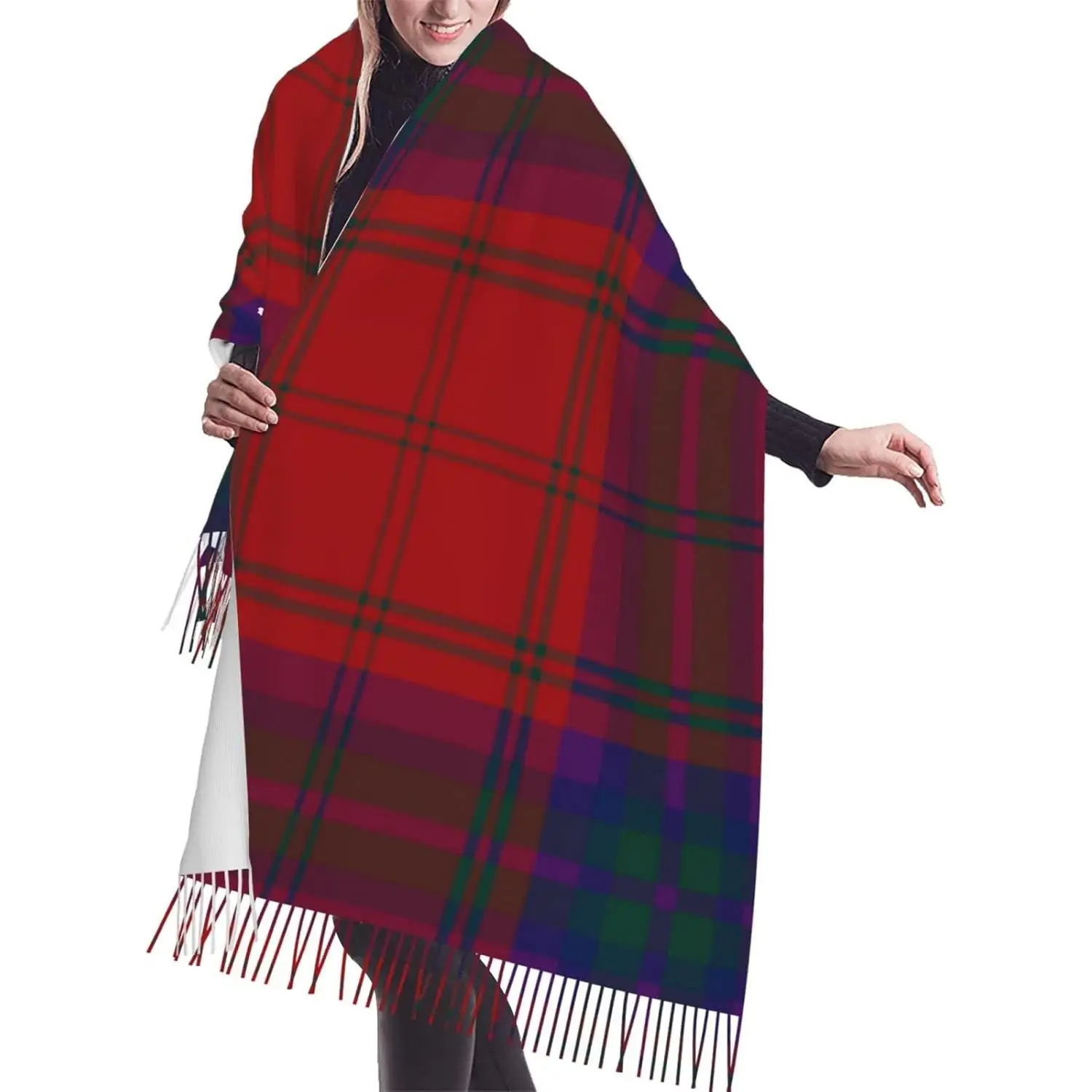 

Женская мода, кашемировый клетчатый шарф с кисточкой, большой шарф, теплая праздничная шаль, накидка, шаль для подарка, женская весна, осень, зима