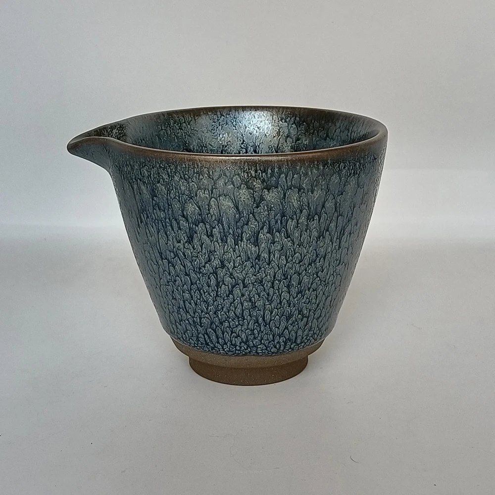 Porcelain Tea Pitcher Tenmoku Flower Theme Porcelain Tea Pot, Jianzhan Tenmokus Teacup Gongdao Cup, 220ml Fair Cups