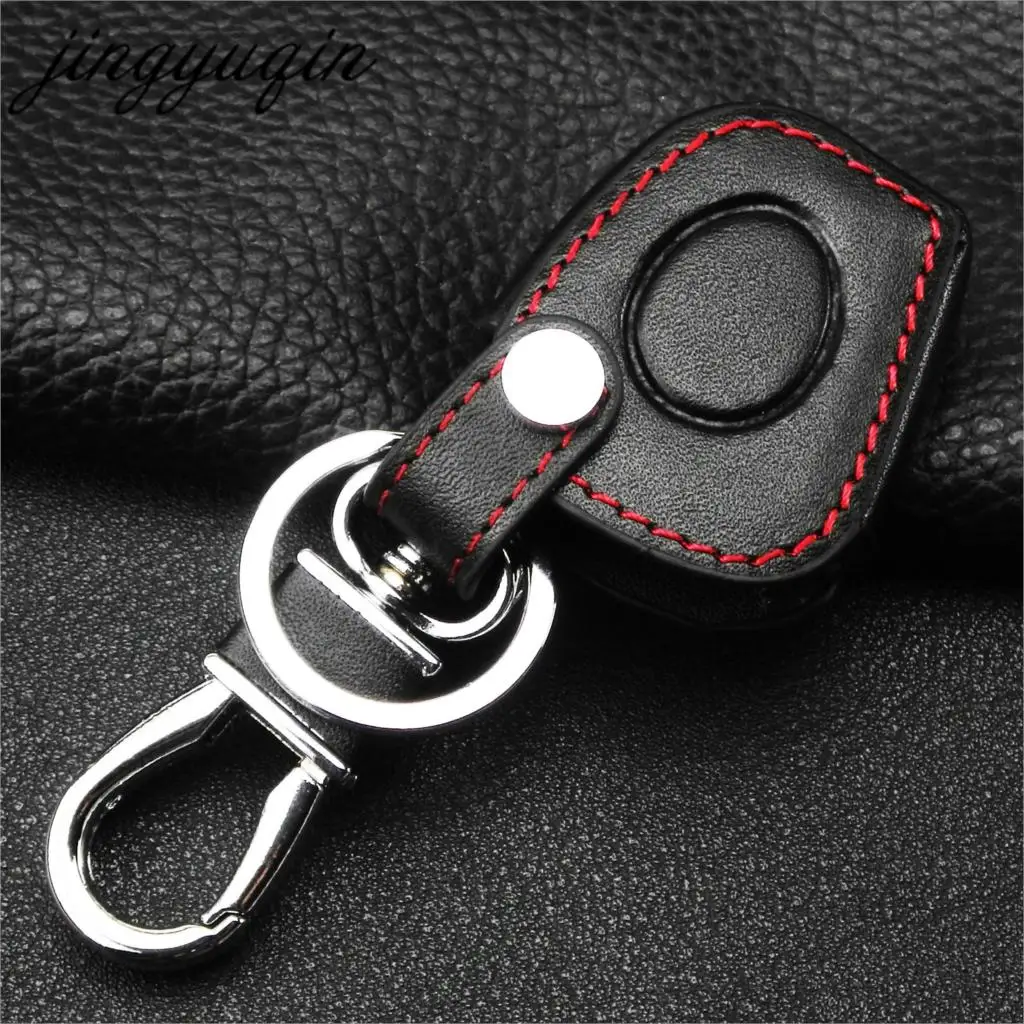 jingyuqin 1-przyciskowy skórzany pokrowiec pasujący do Renault Megane Clio Scenic 1 BN IR Remote Case Fob Shell Holder