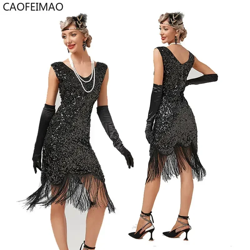 

Платье для бала с бахромой 1920 vintage sequin dress Dance fringe dress party banquet summer dress for women 2025