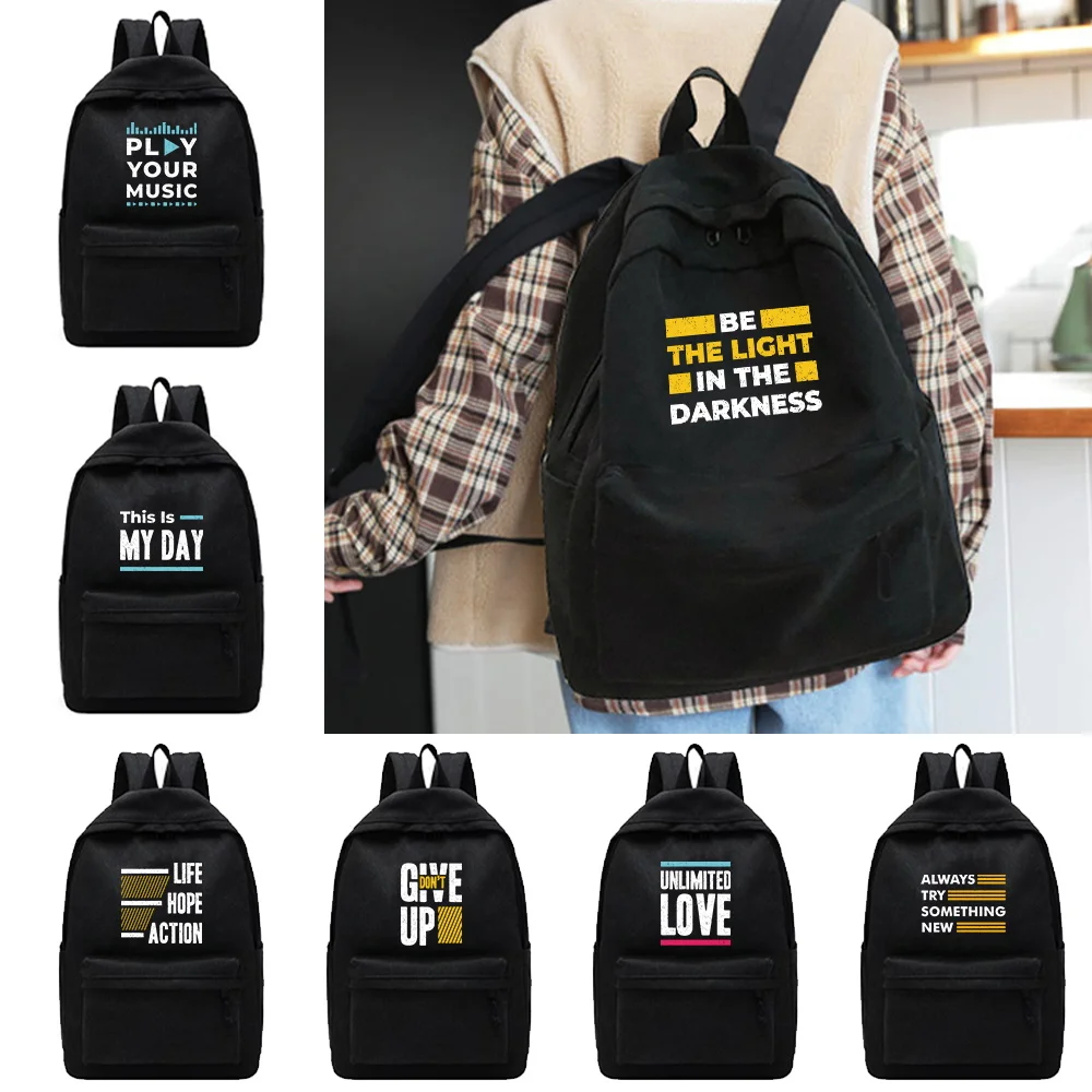 

Shoulder Backpack Casual Hiking Laptop Backpack Travel Unisex Outdoor Sport School Bag Phrase Pattern Large Capacity Rucksack