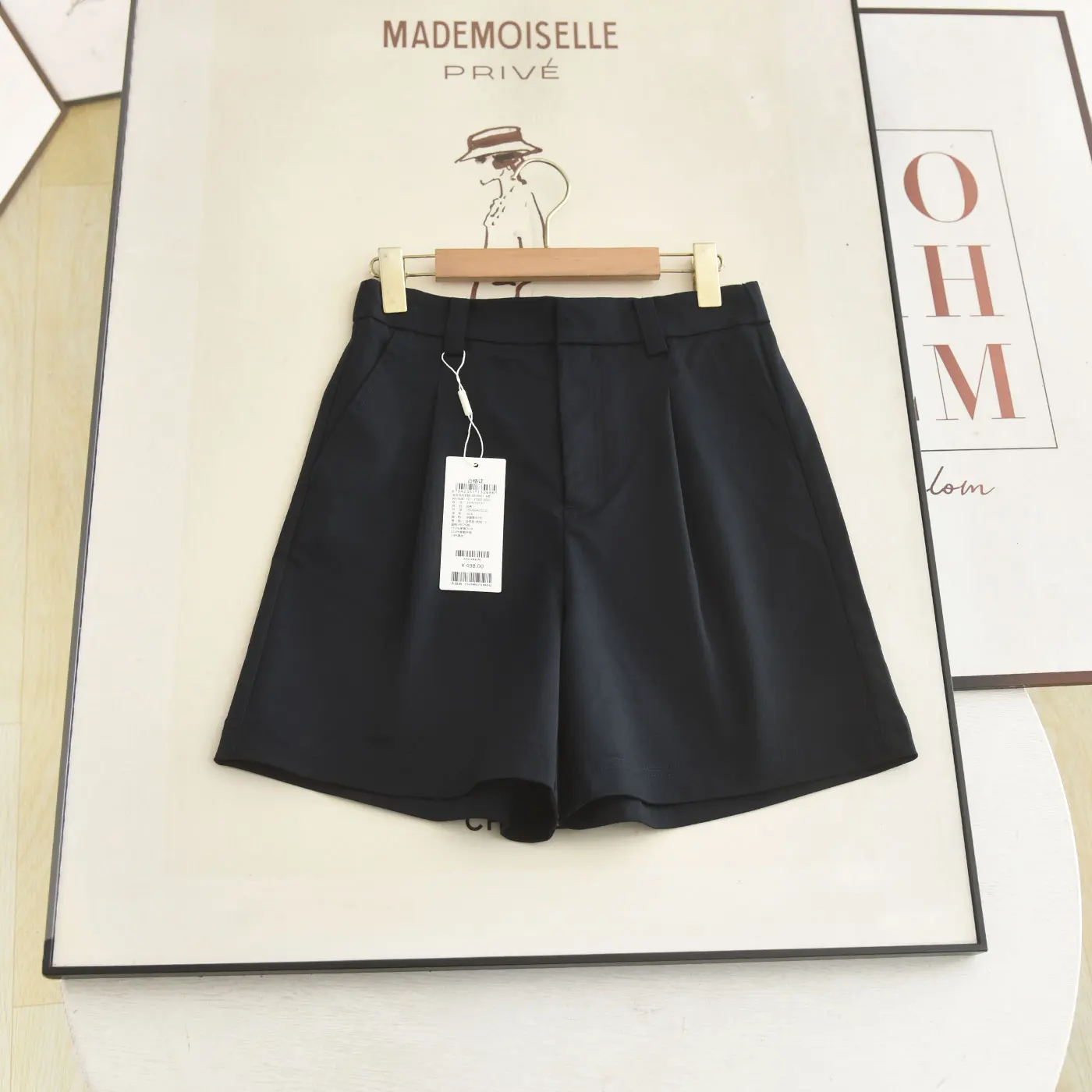 

High Waist Cotton Shorts in Dark Blue Casual A-Line Wide Leg Pants for Women Breathable Comfortable Summer Fashionable