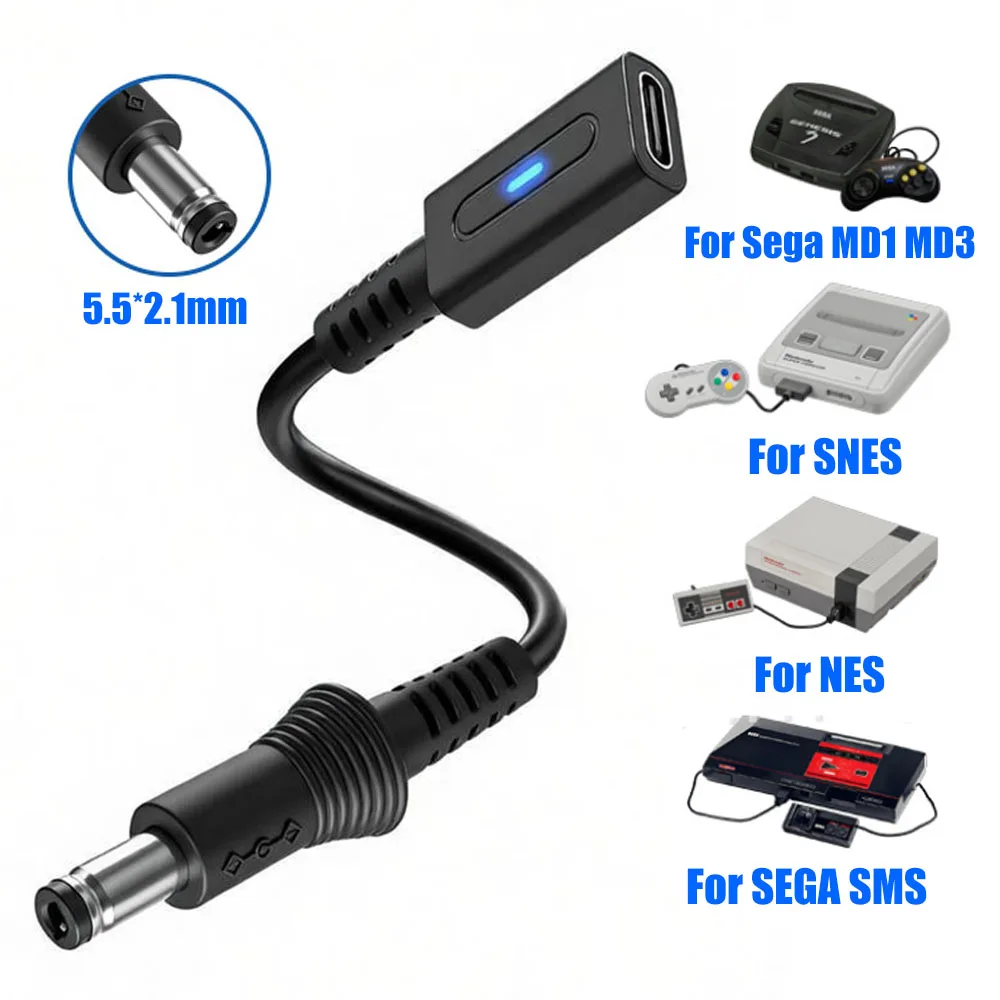Кабель для зарядки PD Type C для контроллеров Sega MD1 MD3 SMS, адаптер для зарядки 45W USB C, кабель-переходник для SFC NES NEWFC, кабель питания.