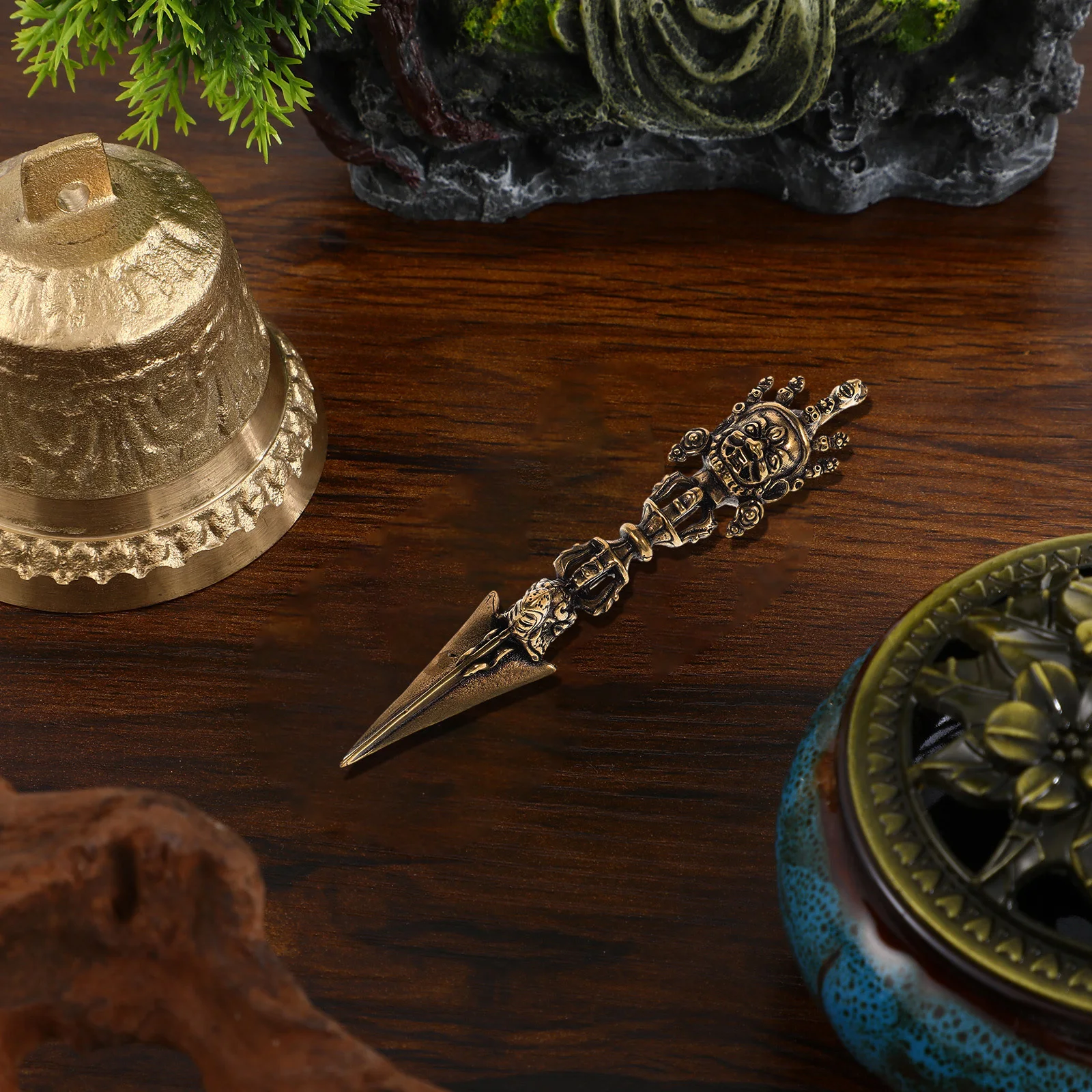 

Copper Vajra Pestle Religion Ornament Vintage Desktop Decor Tibetan Metal Vajra Pestle Craft Home Table Decoration Buddhism