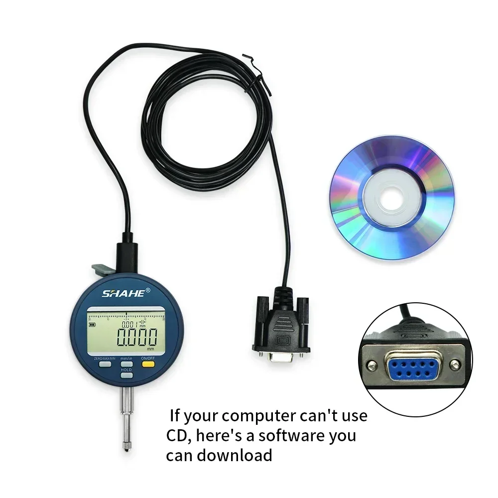 SHAHE Rechargeable Digital Indicator 1μm 0-12.7/25.4/50.8mm Electronic Indicator Gauge