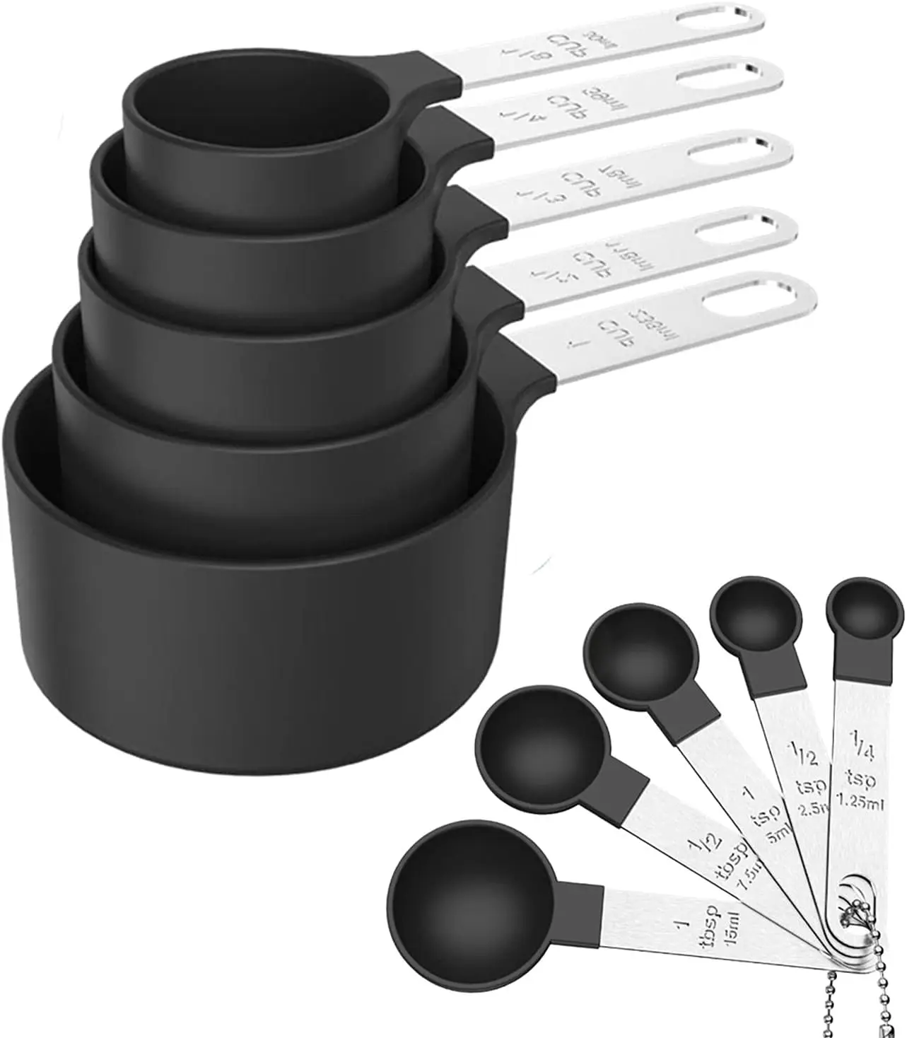 Measuring Cups & Spoons Set Stackable Cups and Spoons Nesting Measure Cups with Stainless Steel Handle Kitchen Gadgets