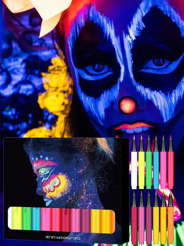 12 Farben matt Augen stift flüssig schnell trocknend Make-up Augen stift Set matt UV Lumineszenz fluor zierend glühen Augen stift für Make-up