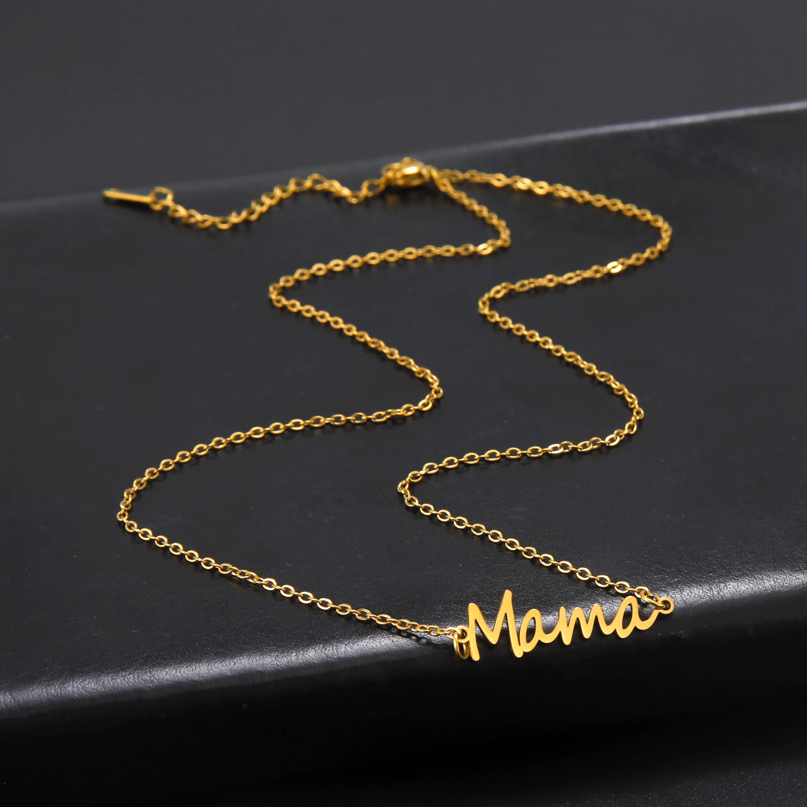 

Sipuris Hot Fashion Mama Letter Necklace For Women Stainless Steel Golden Choker Hollow Pendants Jewelry Gifts For Mother's Day