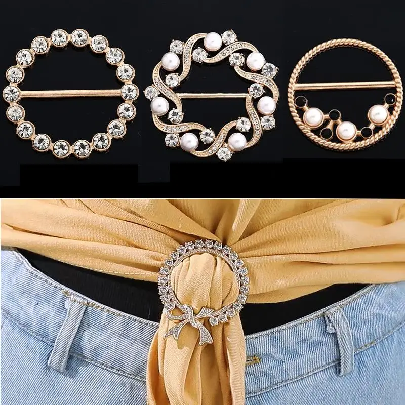 Pearl Waist Adjustment Fixed Snap, Buckle For Garment Corner Detachable Round Metal Silk Scarf Ring Clip Button Fixed Holder