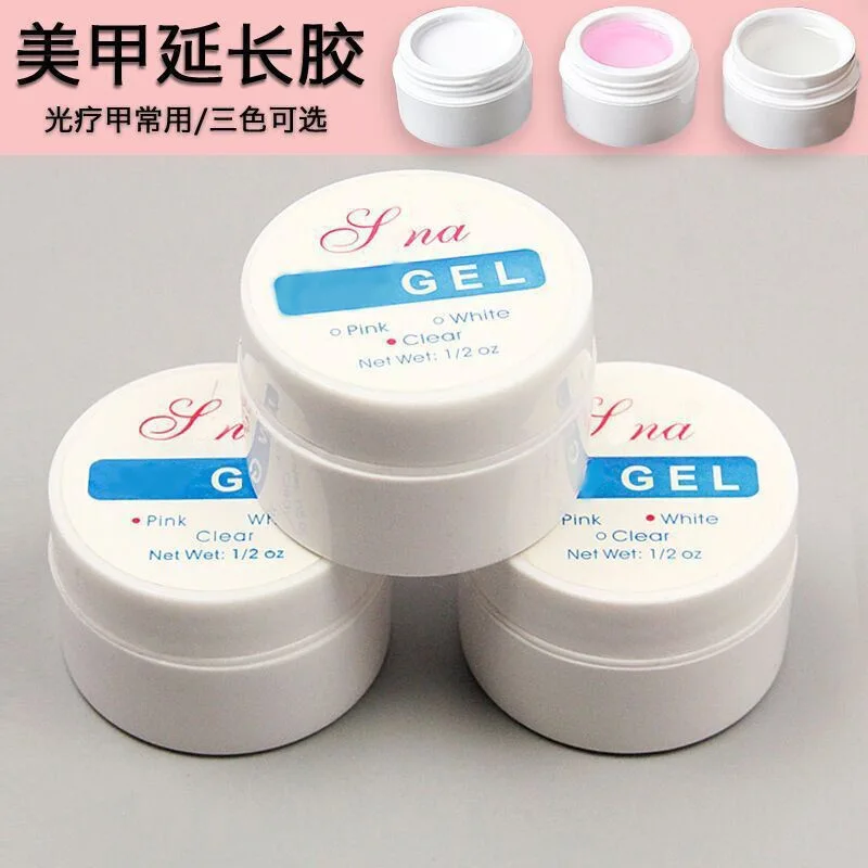 15ml Cura delle unghie Gel di estensione trasparente Colla per fototerapia UV Bianco/rosa/trasparente Colla base a tre colori Smalto per unghie