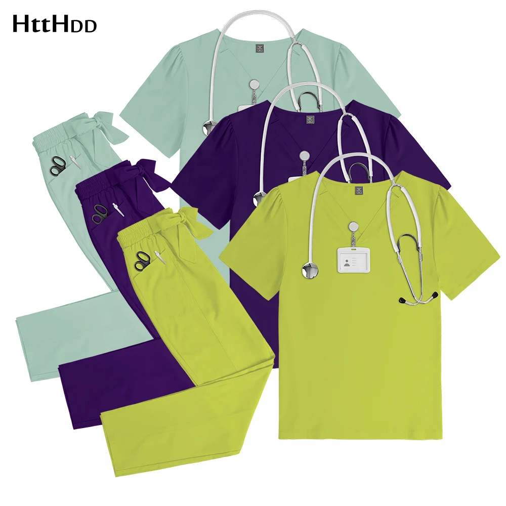 

Nurse Tops Pants Sets Medical Nursing Scrubs Uniforms Multi Colored Hospital Uniforms Healthcare Clinic Work Clothes Spa Uniform